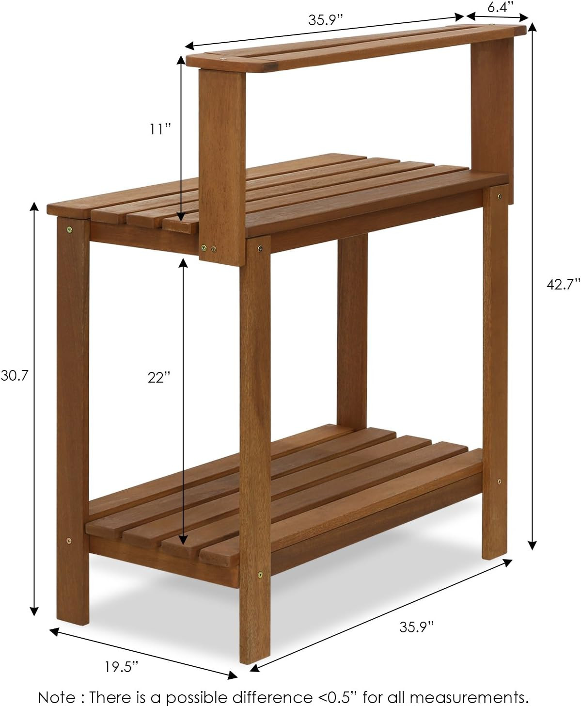FG17478 Tioman Outdoor Patio Furniture Hardwood Potting Bench, Natural