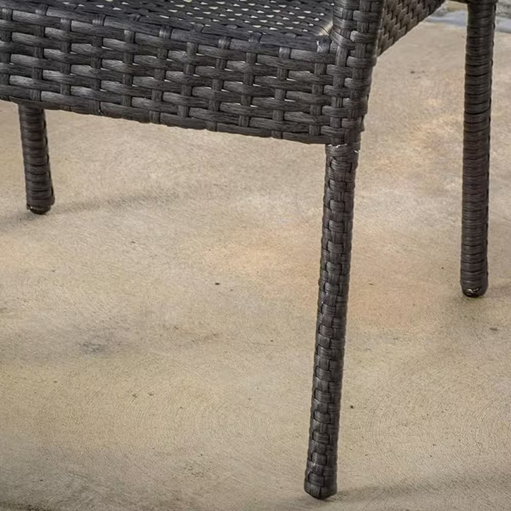35 In. H Rattan Outdoor Dining Chairs Wicker Patio Chairs in Gray (Set of 2)