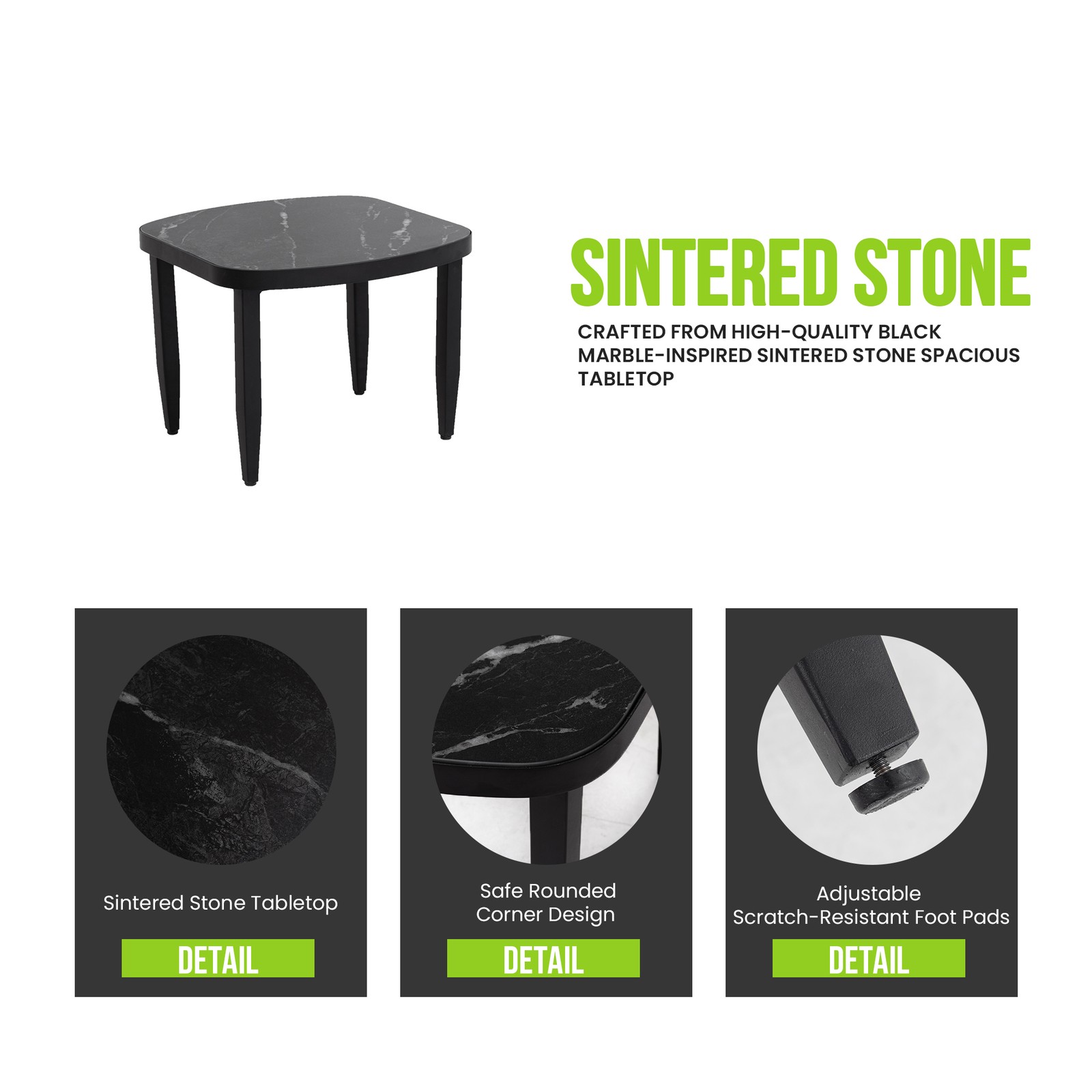 Modern Aluminum Patio Set 2 Swivel Chairs & 23.6″ Side Table