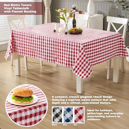 60 x 84 Inch Rectangle Vinyl Tablecloth with 84″ x 60″ (Rectangular) Red