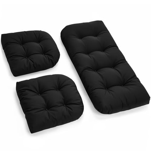 All Weather Wicker Chair Cushions of 3 Pieces, Waterproof Outdoor Wicker Chair