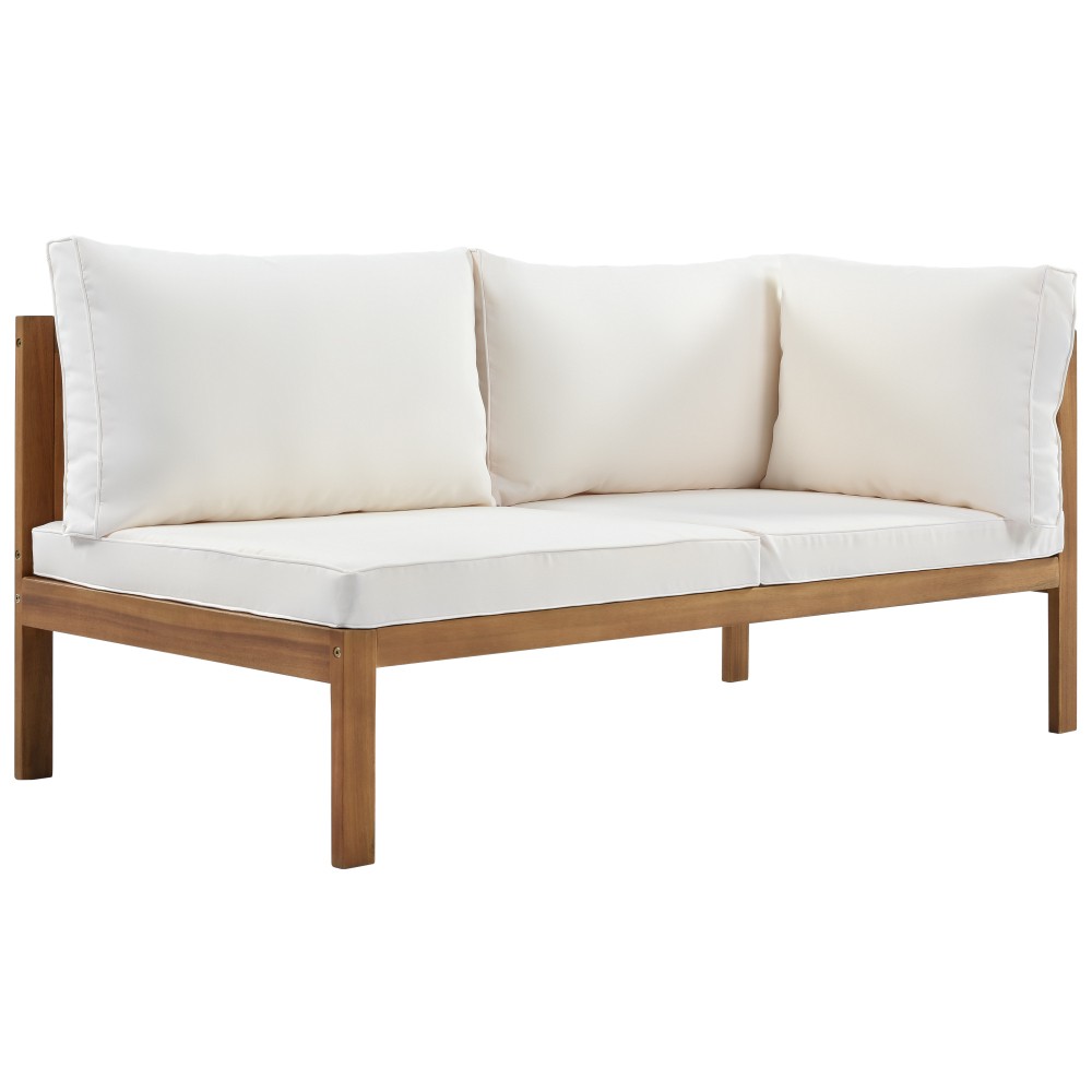 4PCS Acacia Wood Patio Sectional Sofa Set w/UV Protected Cushions & Coffee Table