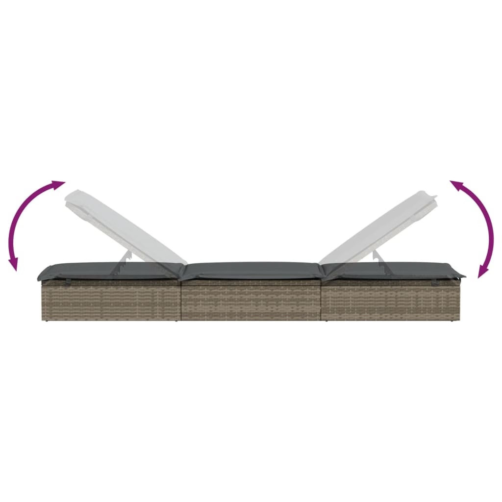 Sunbed 1 pc with Cushion Gray 79.1″x21.7″x24.4″ Poly Rattan