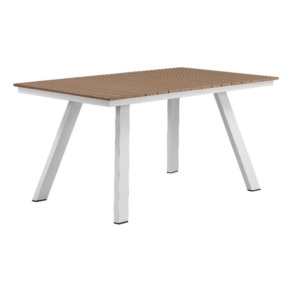 Pemberly Row 30×59″ Modern Aluminum Table in Teak and White Finish