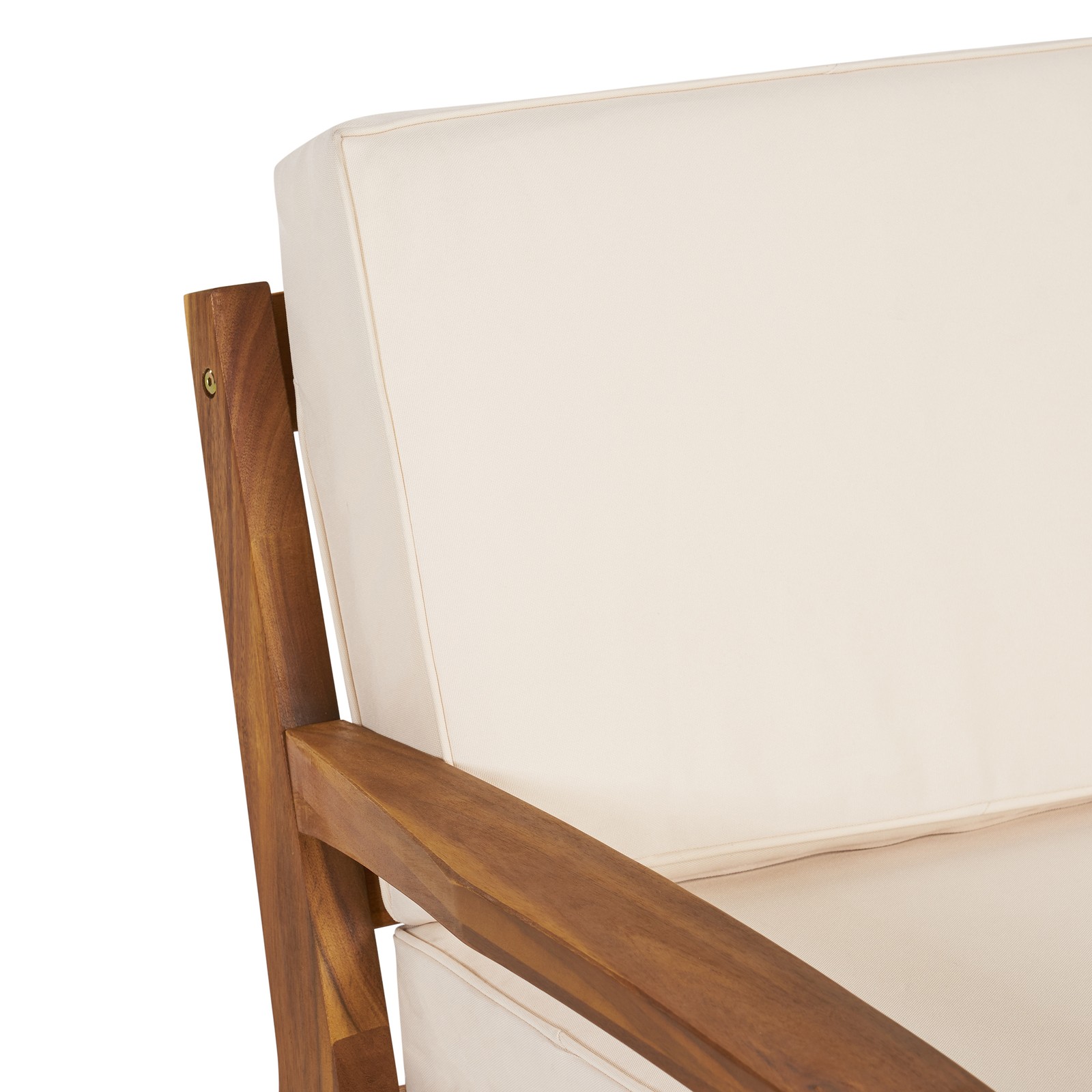 Outdoor Patio Sofa Set with Ottoman & Table, 3-Piece L-Shape, Acacia Wood