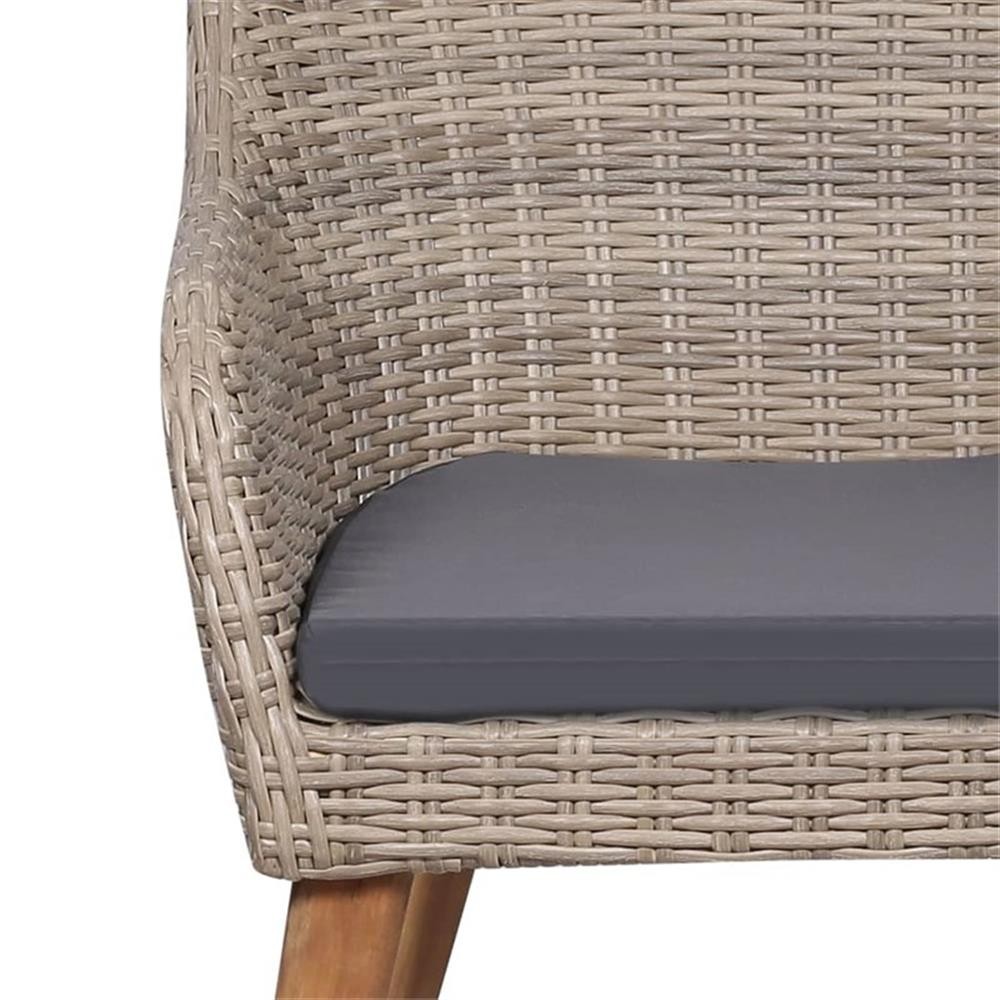 Bowery Hill Garden Dining Set Table – Black/Chairs – Brown/Cushions – Dark Gray