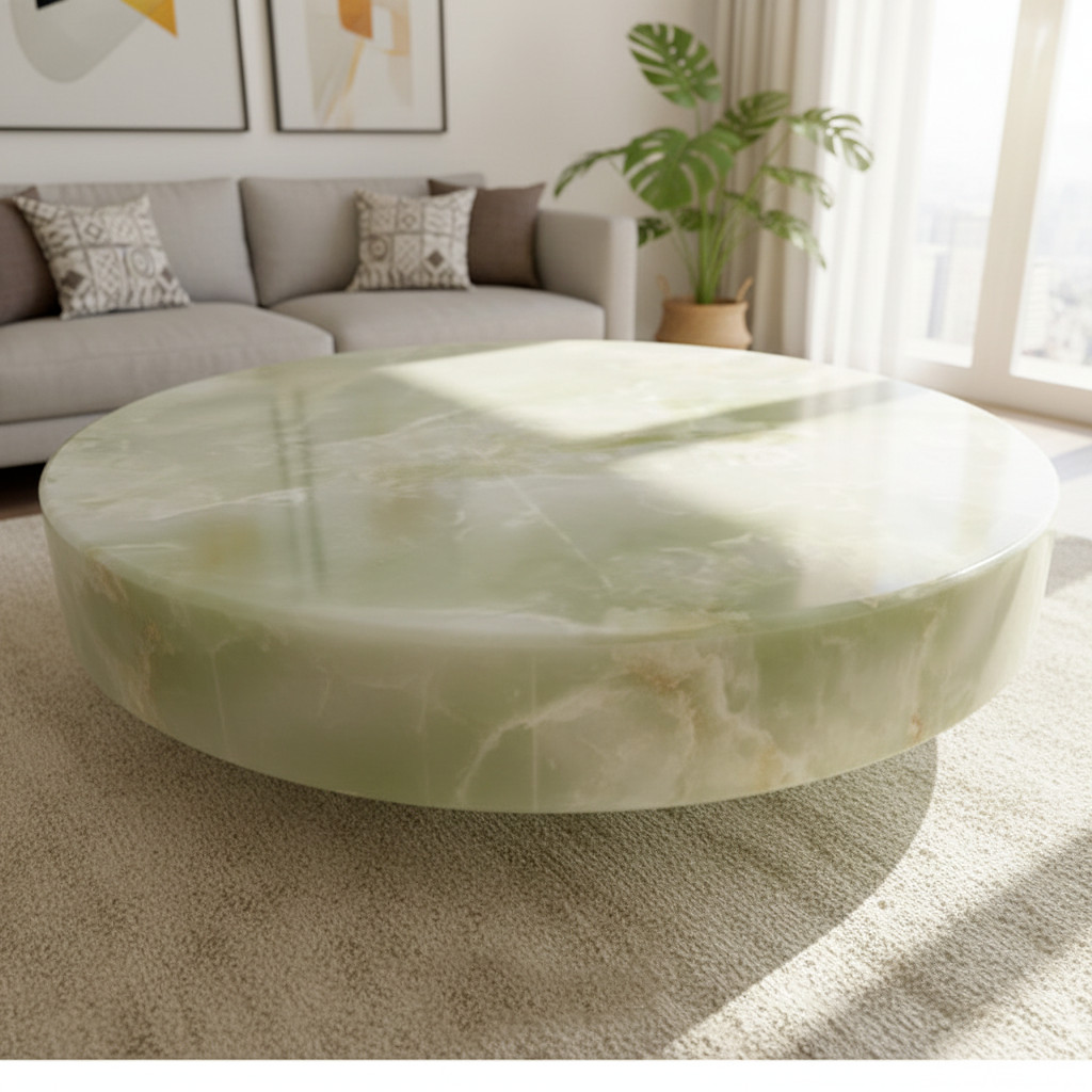 Luxury Green Onyx Stone Table – Natural Onyx Side Table | Handcrafted Gemstone