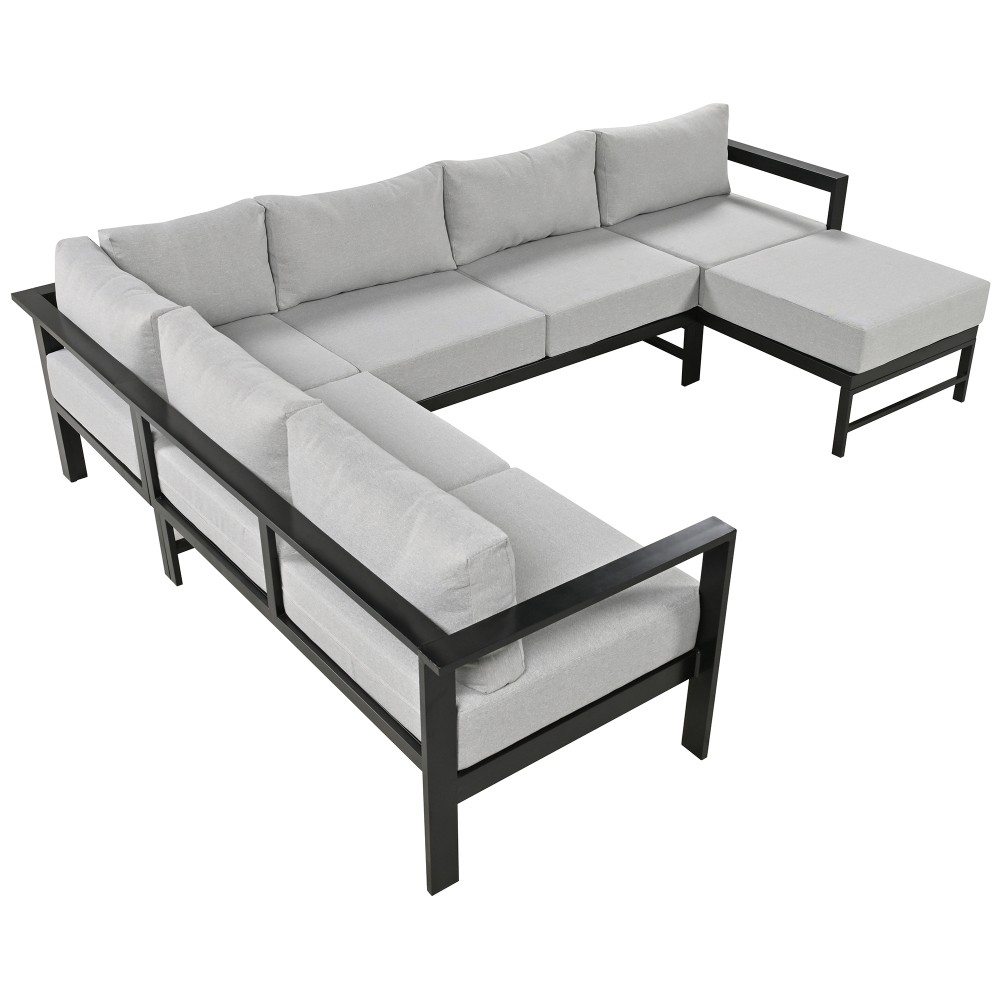 Outdoor U-Shaped Sectional Sofa Set, Patio Furniture w/ Thick Cushions
