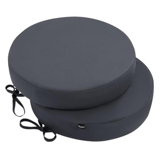 Outdoor Bistro Chair Cushions Set of 2, 15″x15″x3″(2 Pack-Round) Dark Gray