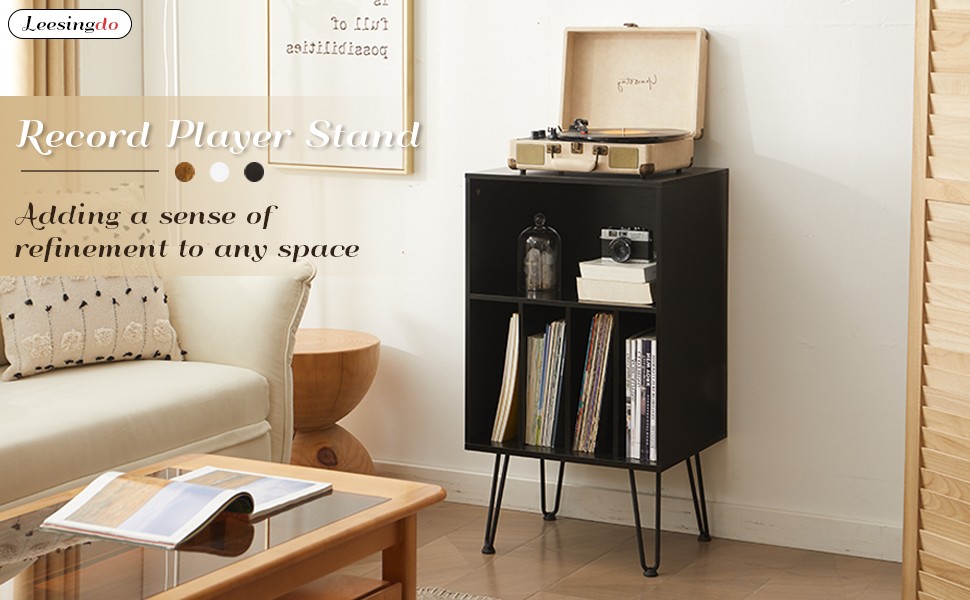 Record Player Stand with Vinyl Stora, Vinyl Record Stora Cabinet Holds