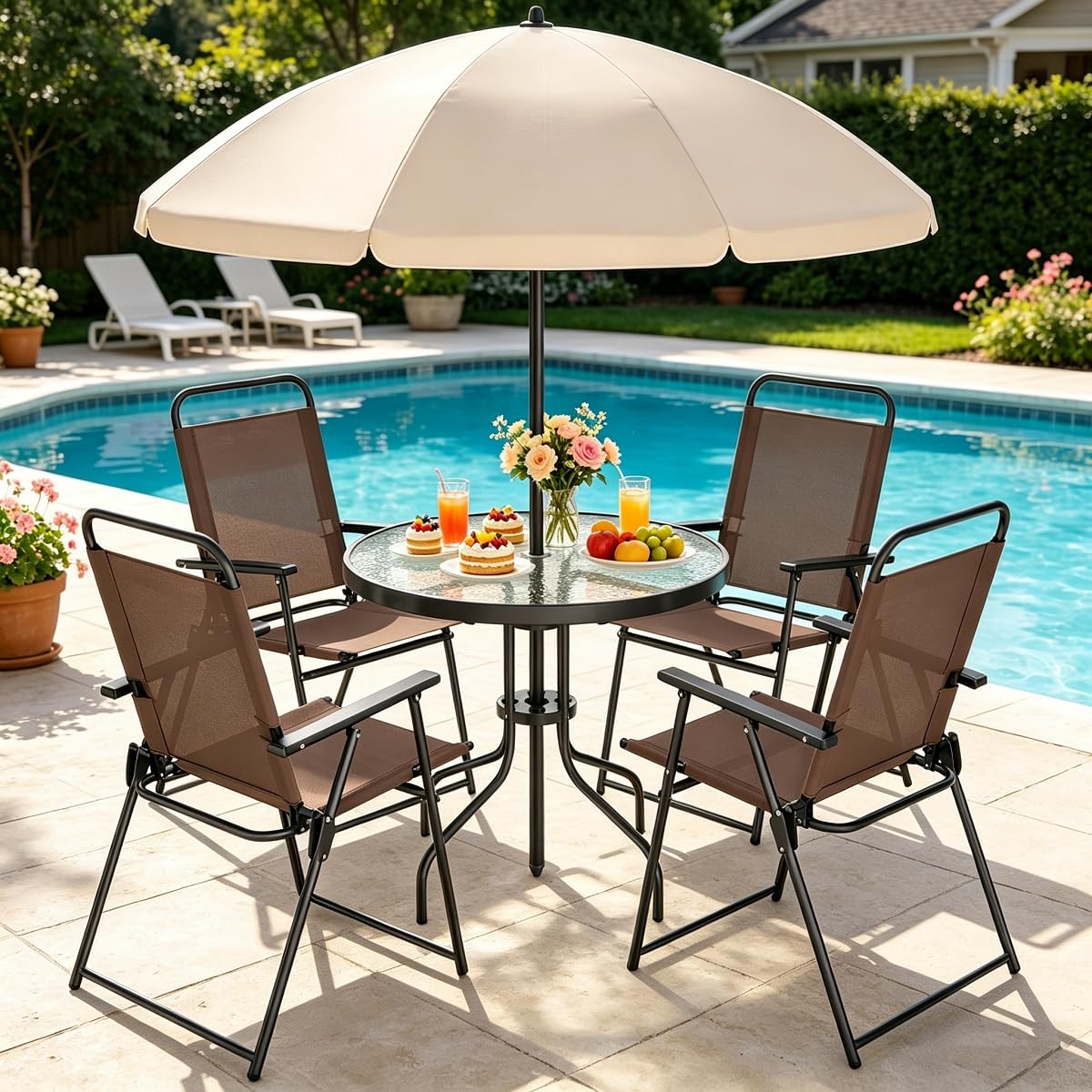 Shintenchi 6pc Patio Set Light Brown/beige