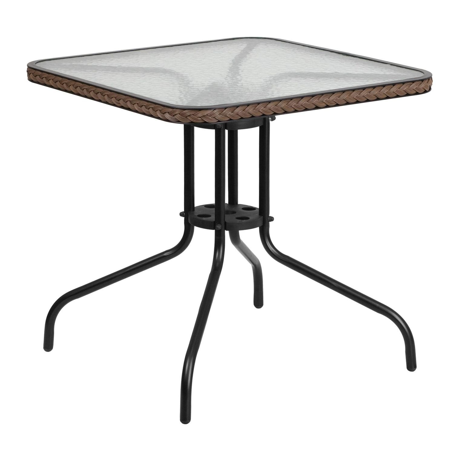 5-Piece Square Indoor/Outdoor Patio Table And Rattan Chairs Set – 28 W X 28 D X