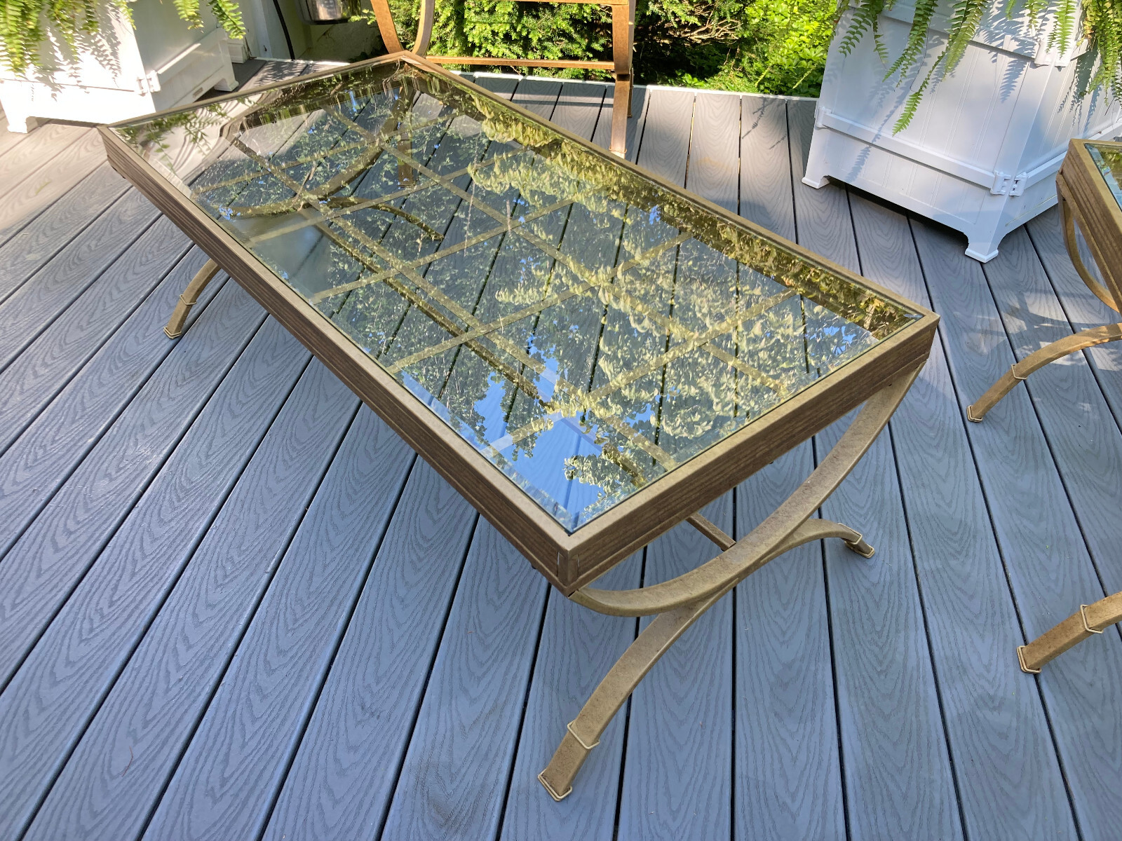 3 RESTORATION HARDWARE INDOOR OUTDOOR STEEL GLASS PATIO DECK COFFEE & END TABLES