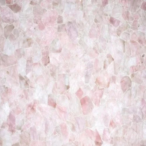 Elegant Rose Quartz Round Coffee Table – Handmade Gemstone Center Table