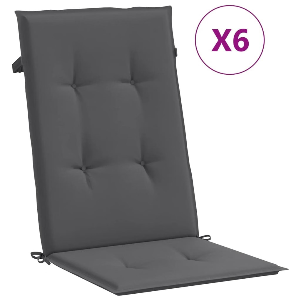 Garden Highback Chair Cushions 6 pcs Anthracite 47.2″x19.7″x1.2″ Fabric