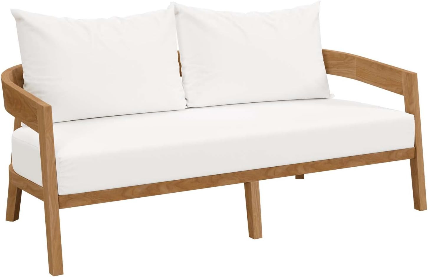 Elegant Natural White Brisbane Teak Outdoor Loveseat for Two