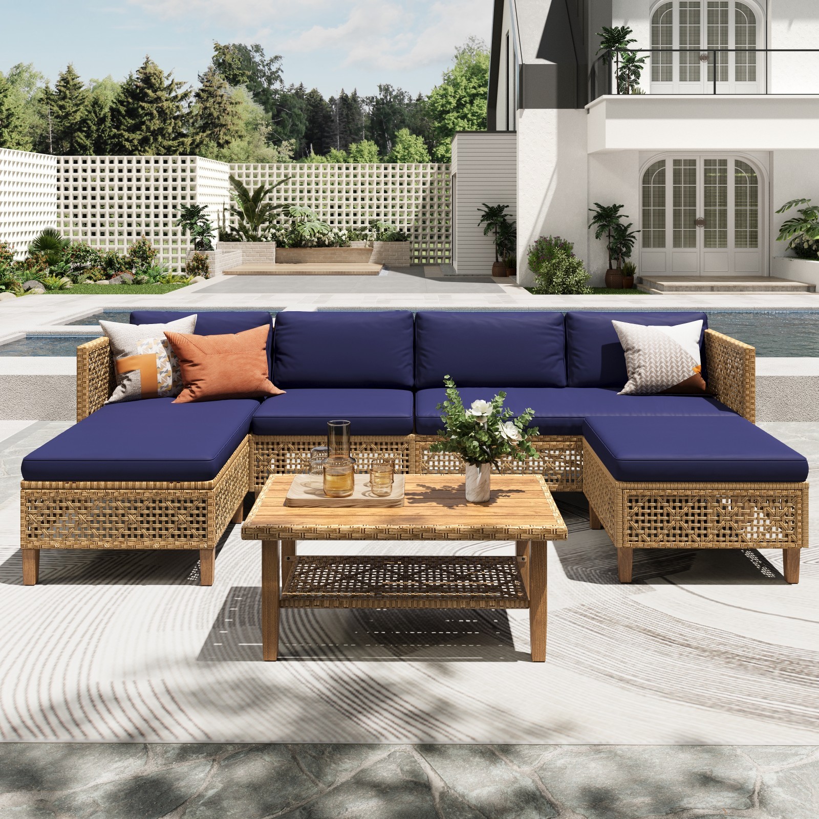Outdoor Furniture PE Rattan Patio Sofa Set Sectional Patio Conversation Sofa Set