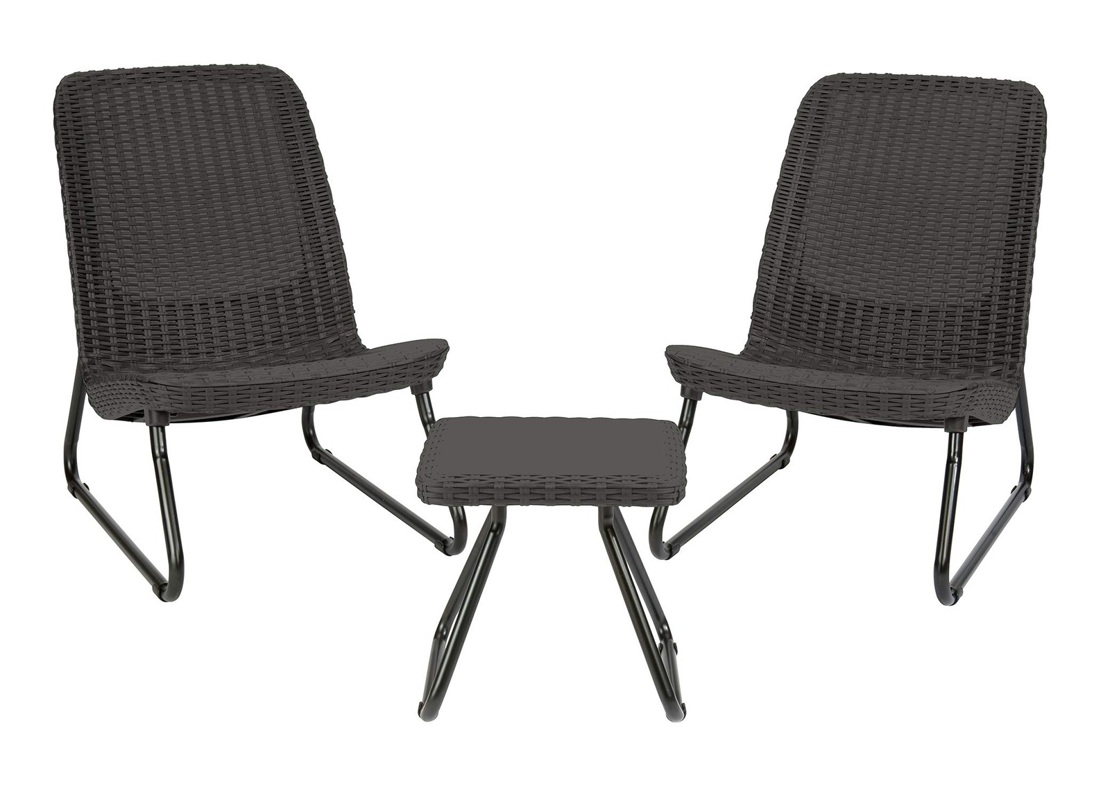 Rio 3 Piece Resin Wicker Patio Furniture Set with Side Table and Outdoor Chai…