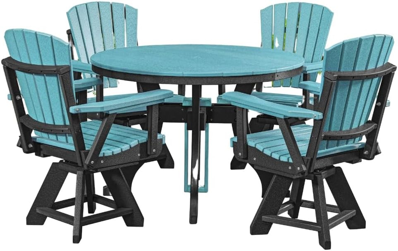 Aruba Blue & Black 5-Piece Round Dining Set for Stylish Dining Spaces