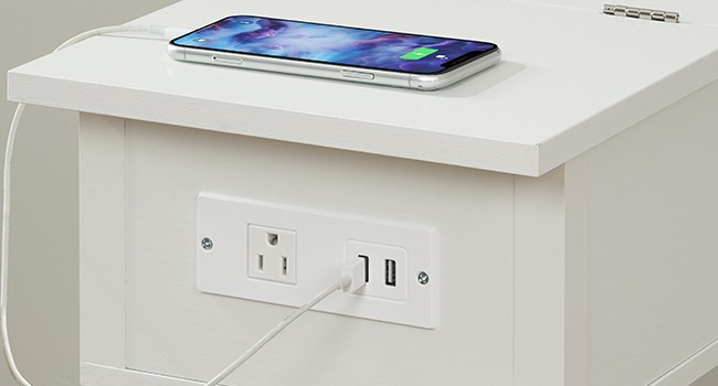 End Table with Charging Stat, Flip Side Table with USB Ports