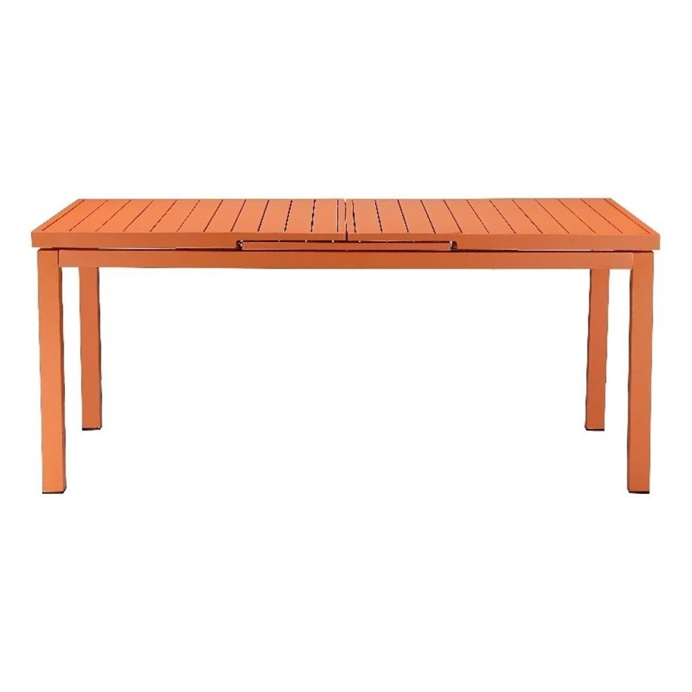 Pemberly Row 30×95″ Modern Aluminum Extension Table in Orange Finish