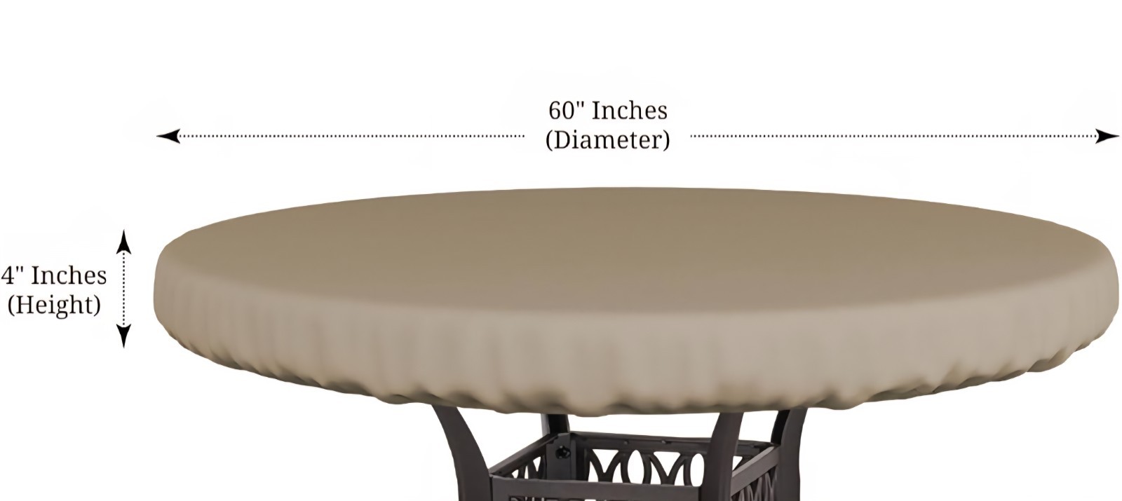 Weatherproof Round Table Top Cover, 12 Oz 60″ Dia x 4″ H Beige