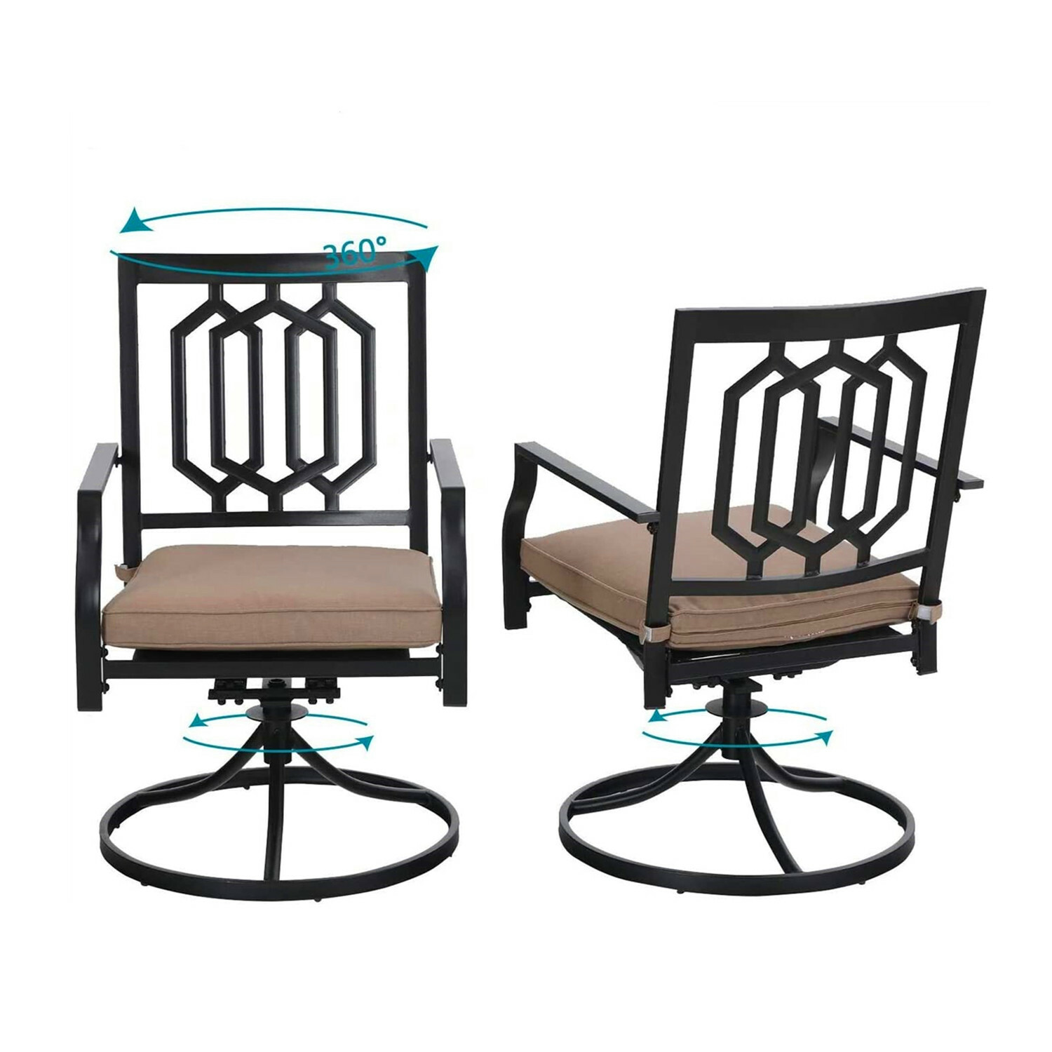 5 Piece Patio Furniture Set Outdoor Dining Table Swivel Chairs Set