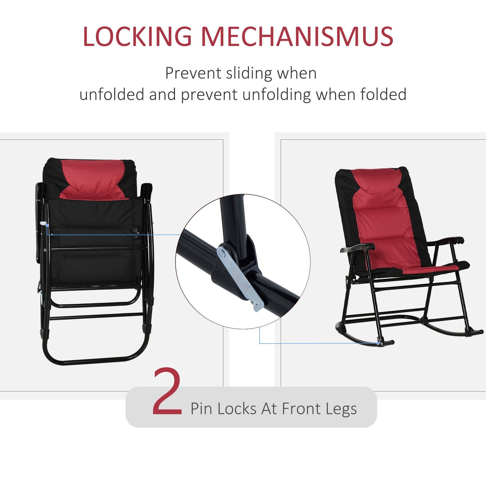 Camping-Friendly Rocking Chair Set Heavy Load 265lb Foldable Lightweight