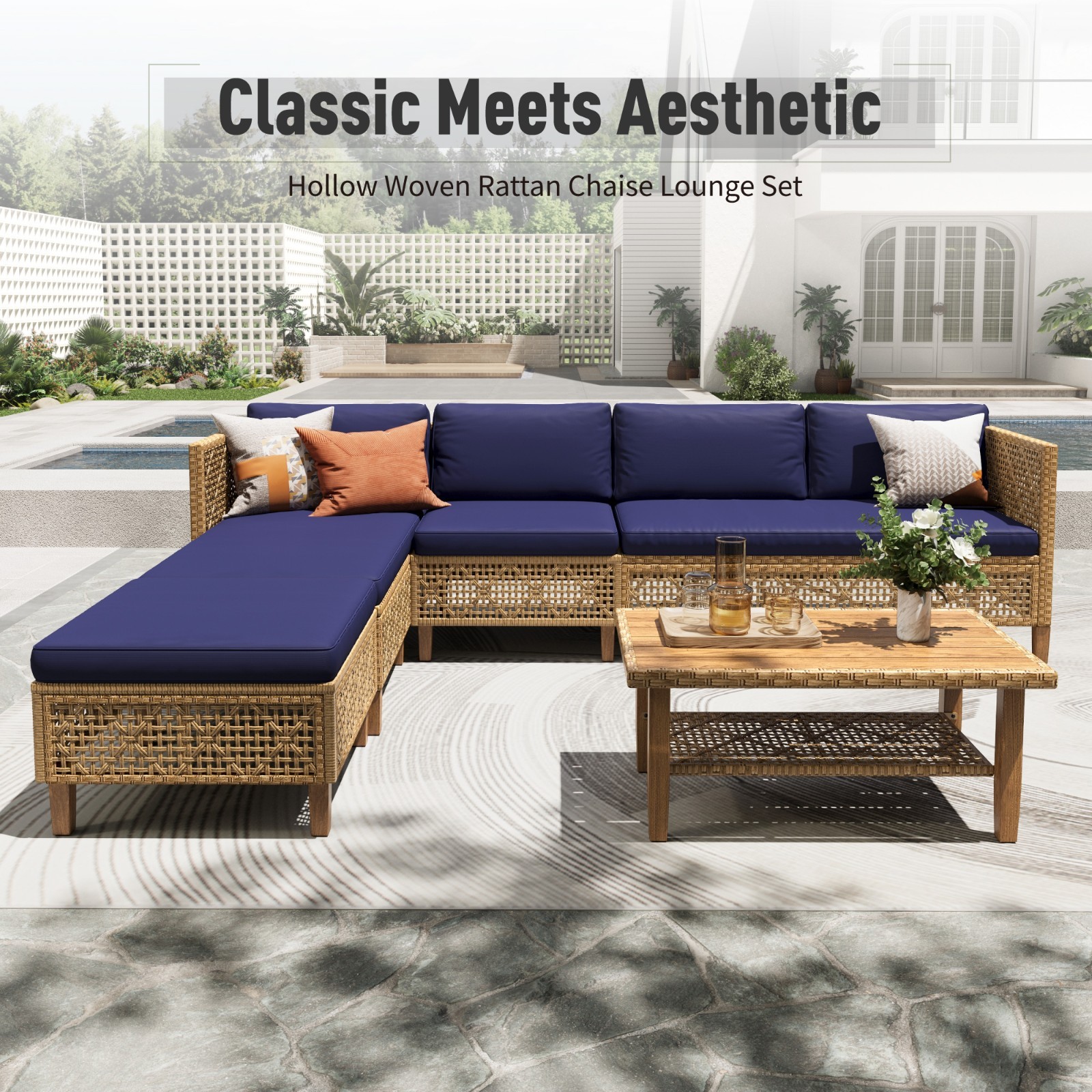 Outdoor Conversation Set Patio Furniture Set Wicker Rattan Sectional Sofa Table
