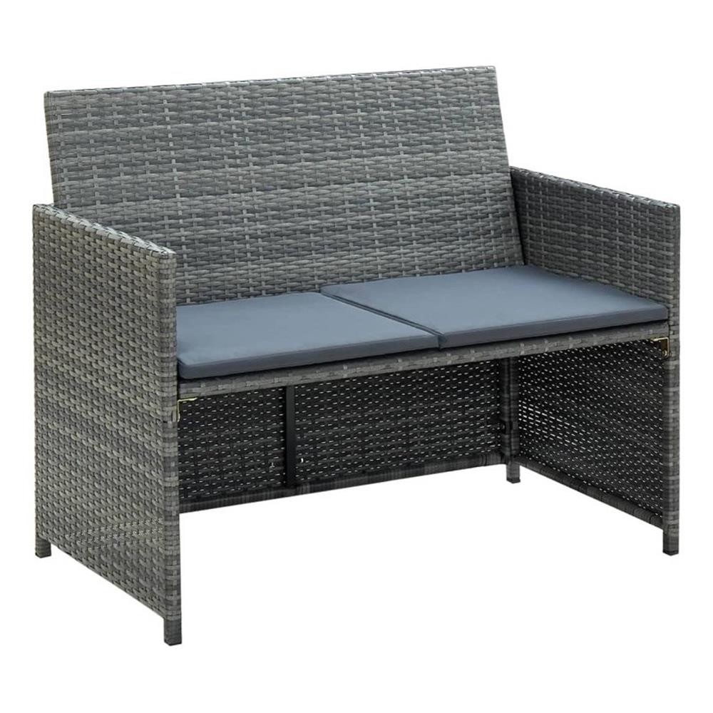 Bowery Hill Contemporary 2-Seater PE Rattan Lightweight Sofa in Gray