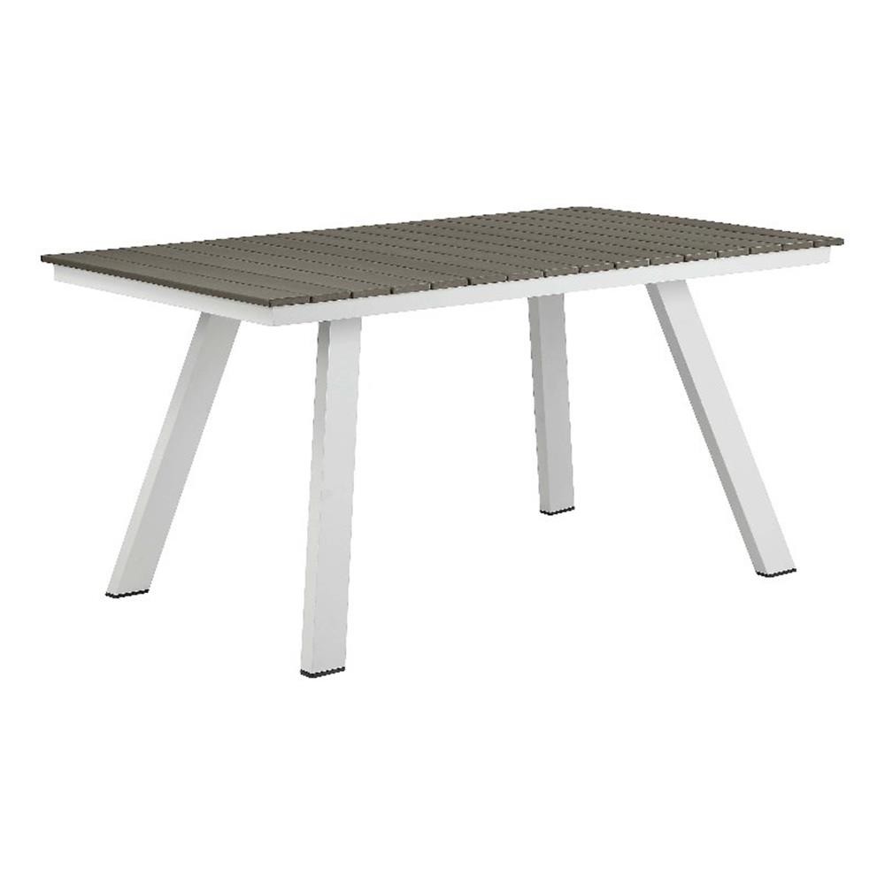 Pemberly Row 30×59″ Modern Aluminum Table in Gray and White Finish
