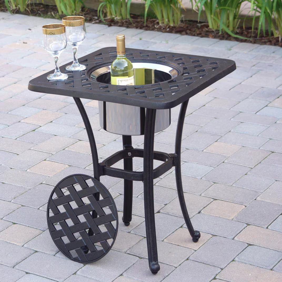 Ten Star 3 Pc Cast Aluminum Bistro Set 25 Inch Series 30 Ice Bucket End Table &
