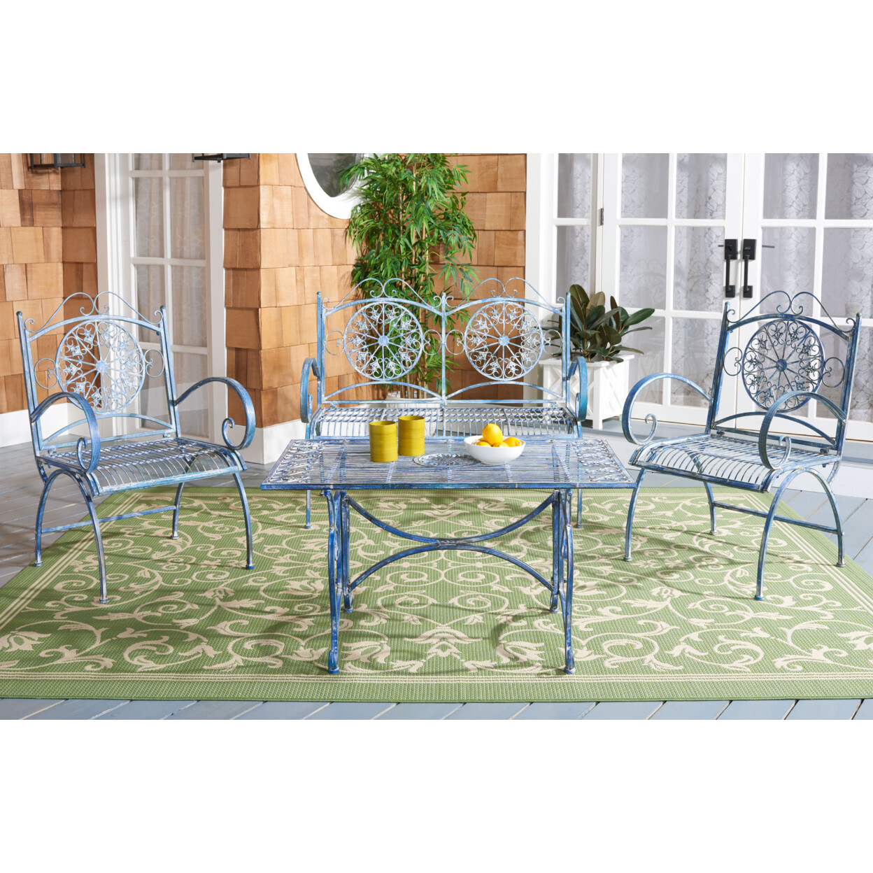 SAFAVIEH Outdoor Collection Sophie 4-Piece Set | Antique Blue |