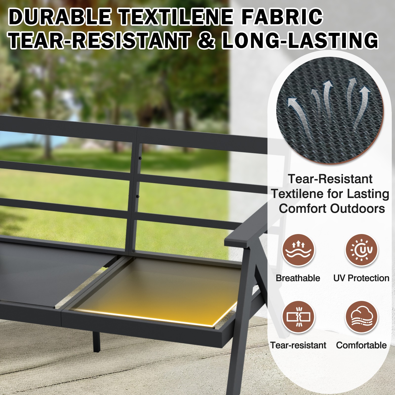 EAGLE PEAK 2 Piece Modern Outdoor Furniture Set Metal Patio Furniture Set