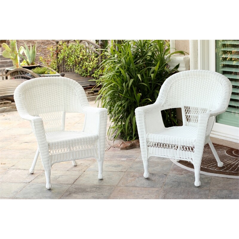 Jeco 3 Piece Wicker Conversation Set in White without Cushion
