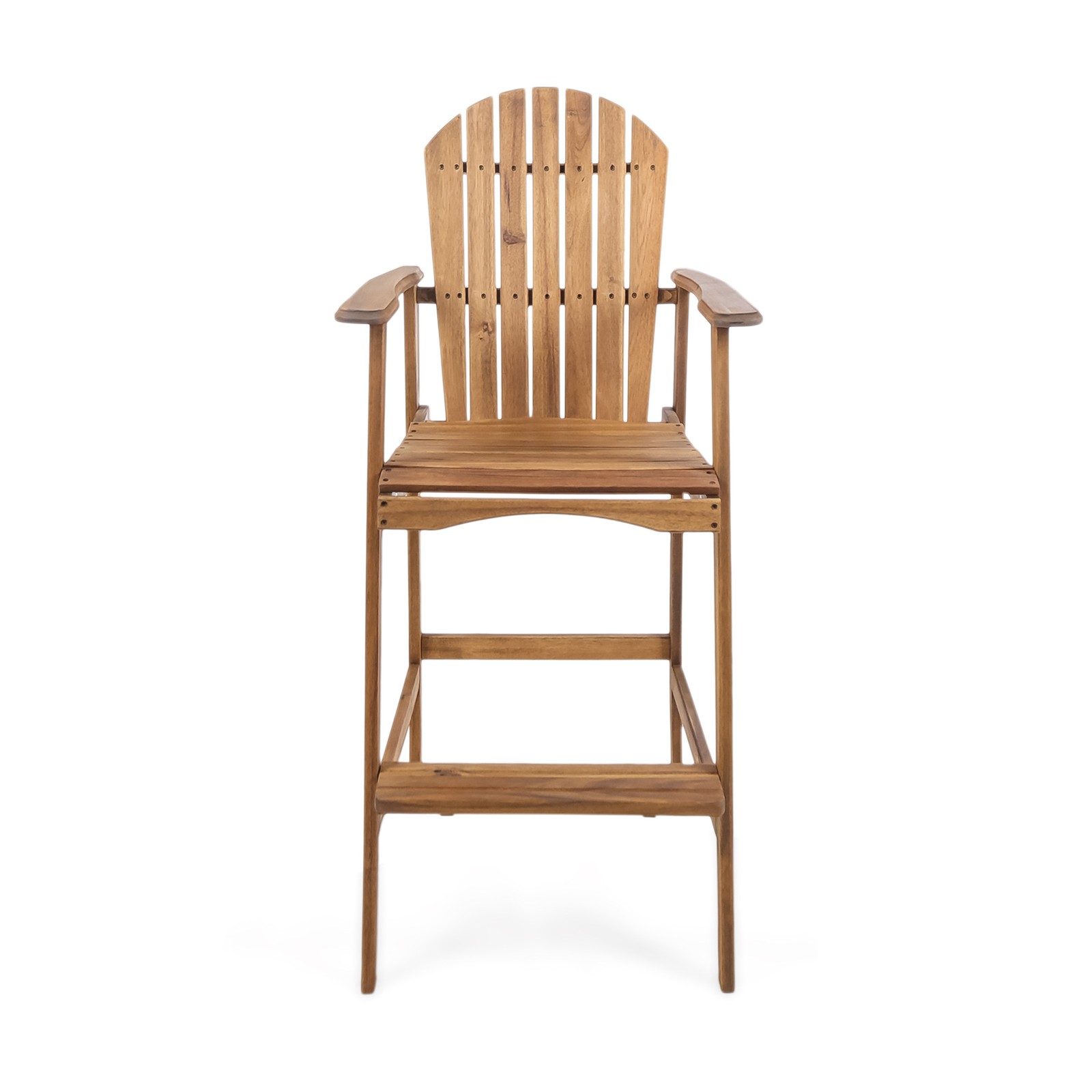 Acacia Wood Adirondack Barstools, Set of 2, Natural Stained
