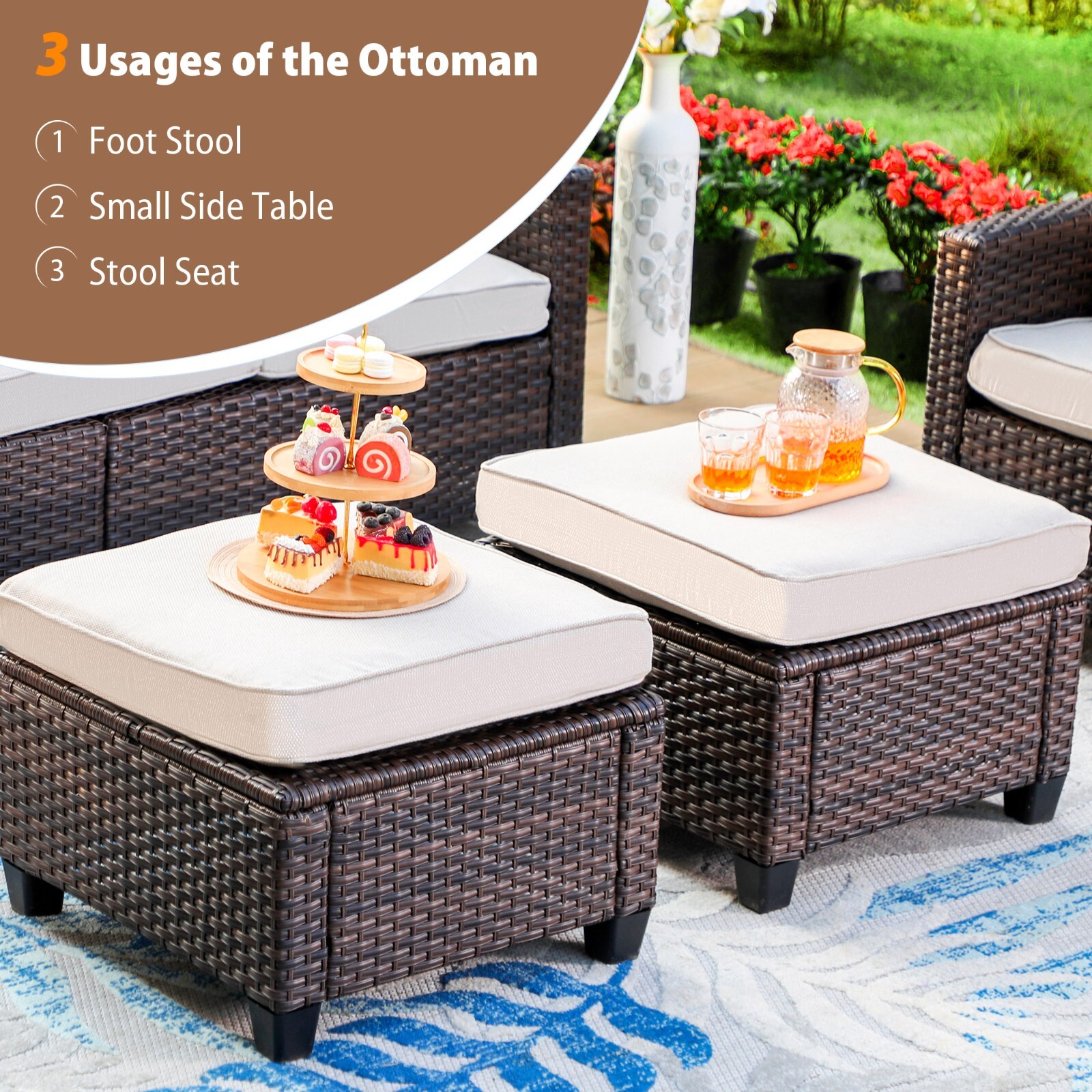 Patio Conversation Set Outdoor Sectional Sofa Set Rattan Furniture Heavy Duty