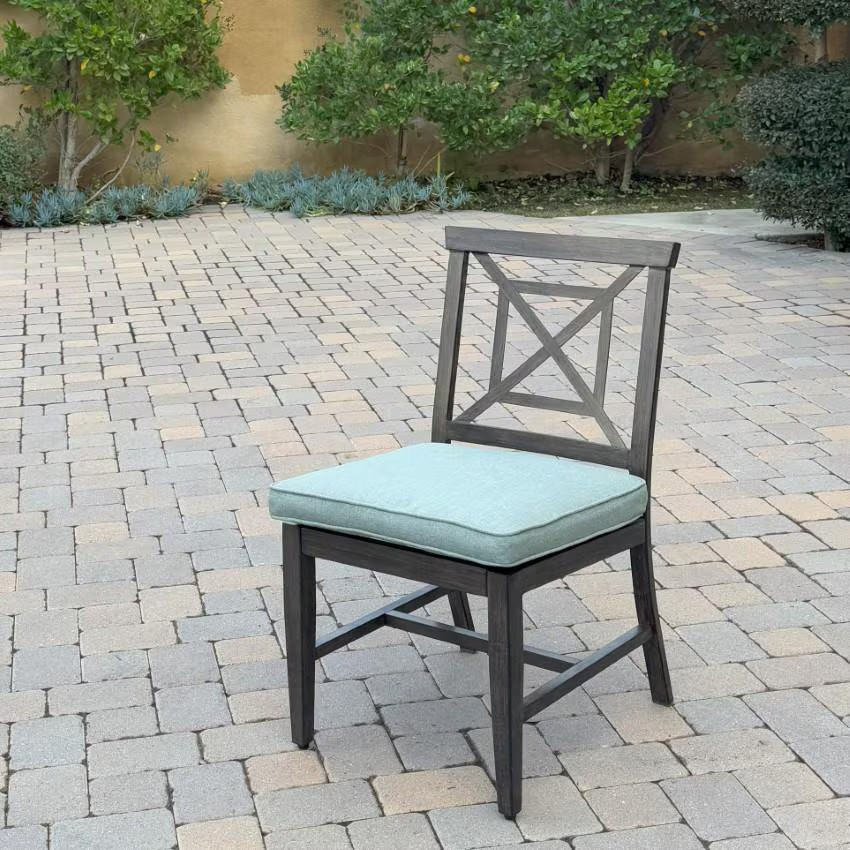 Atlantis Aluminum 2 Pc Set Armless Dining Chair Set in Walnut/Spa by Darlee