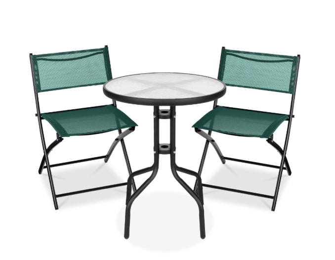 Best Choice Products 3pc Bistro Set Tempered Glass Folding Dark Green