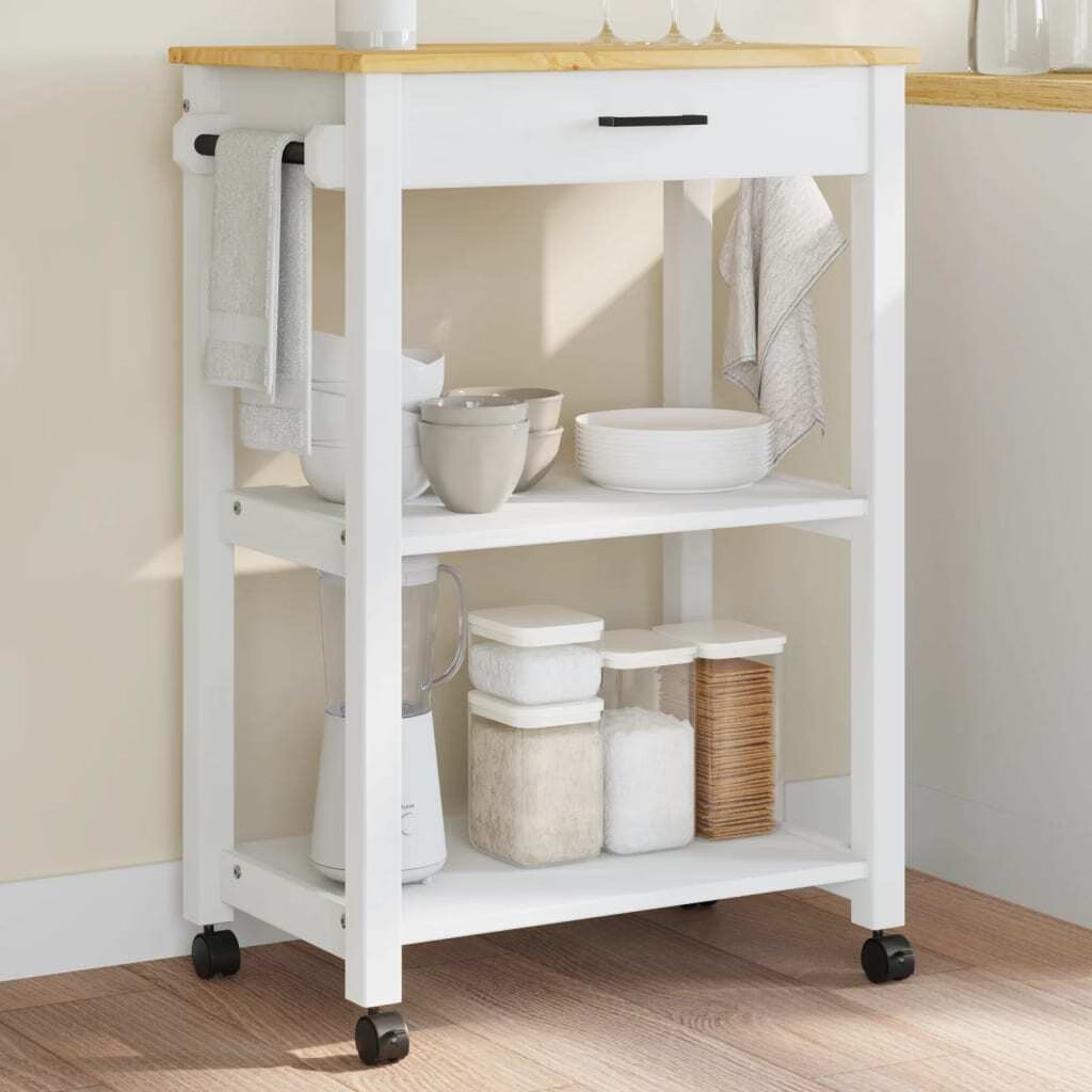 Kitchen Trolley MONZA 23.6″x15.7″x34.8″ Solid Wood Pine