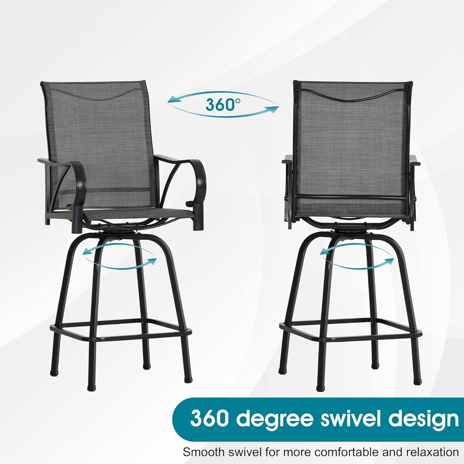5 PCS Patio Bar Table Chair Set Swivel Bar Height Chair Bar Stools Outdoor Table