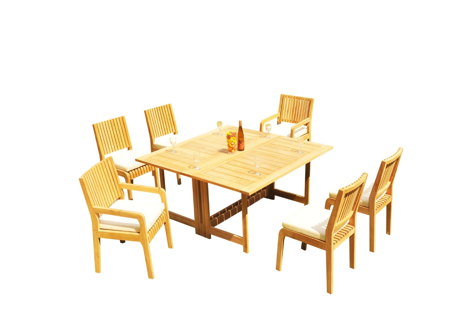 DSML A-Grade Teak 7pc Dining Set 60″ Square Rectangle Butterfly Table Chair