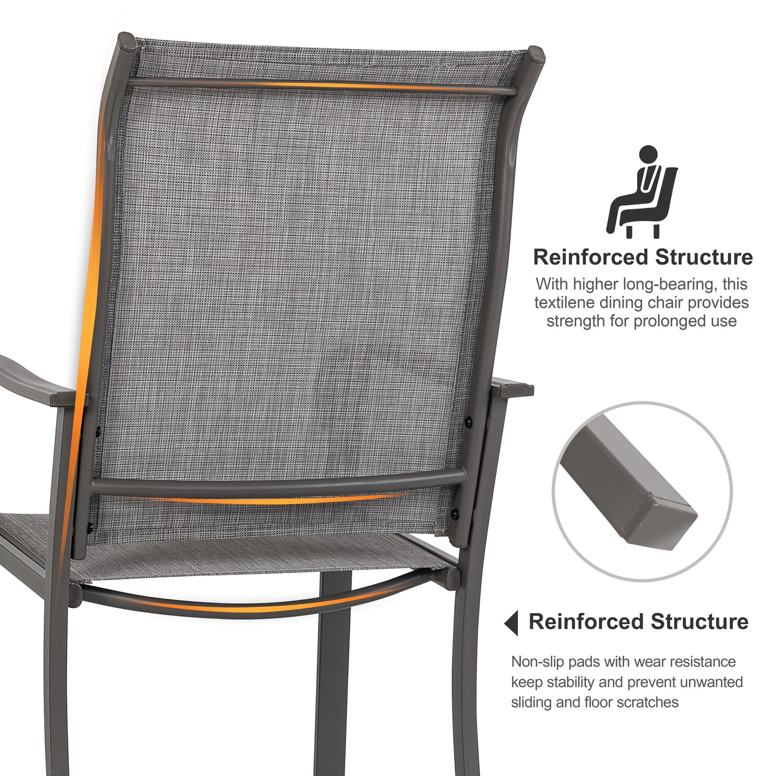 Nuu Garden Outdoor 5-Piece Dining Set, Textilene Fabric Chairs and 37 Square –