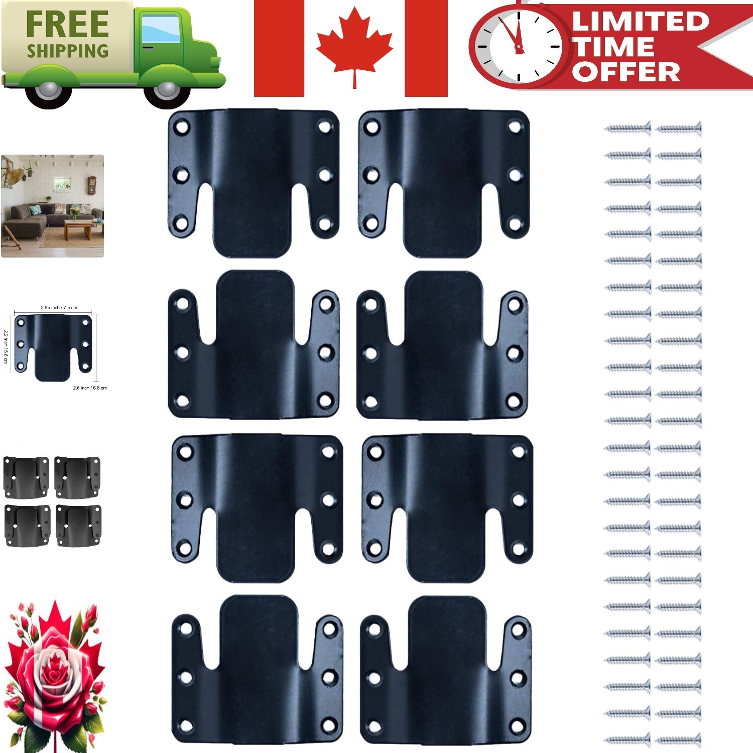 Universal Sectional Couch Connectors with Hardware – Easy Installation, 8 Pieces
