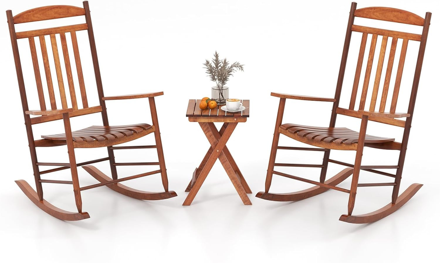 Stylish 3-Piece Outdoor Rocking Bistro Set with Folding Table & Chairs