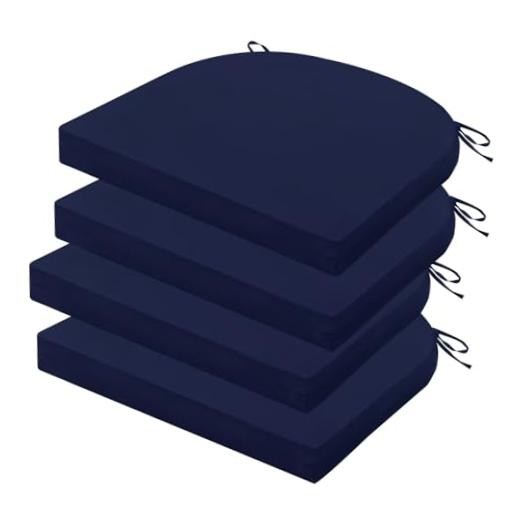 Outdoor Chair Cushions Set of 4, 17 x 16 Inch 17x16x2|4 Pack 1 – Navy Blue
