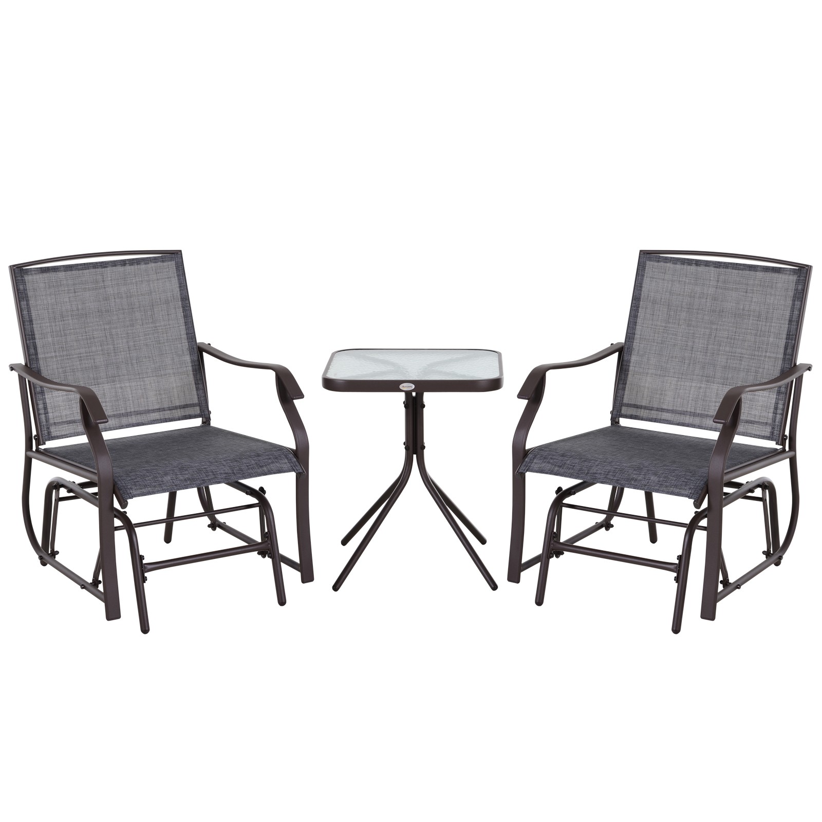 3 Piece Rocking Glider Chair with Table Set Outdoor Porch for Patio Garden Lawn