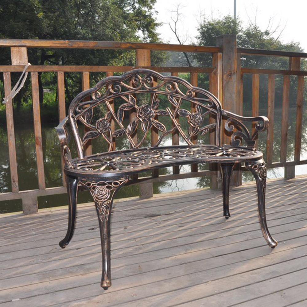 Metal Garden Bench Patio Bench Outdoor Porch Park Bench Cast Iron / Aluminum