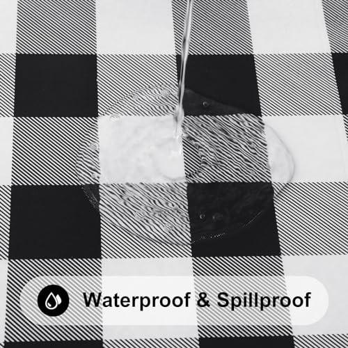 Square Picnic Table Cloth, Elastic 42″ x 42″ (Square) Black and White