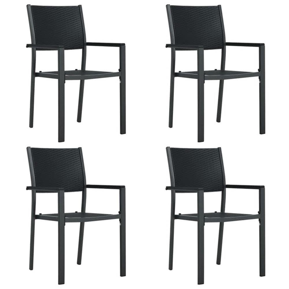 Bowery Hill Contemporary Powder-Coated Steel Garden Dining Set in Black